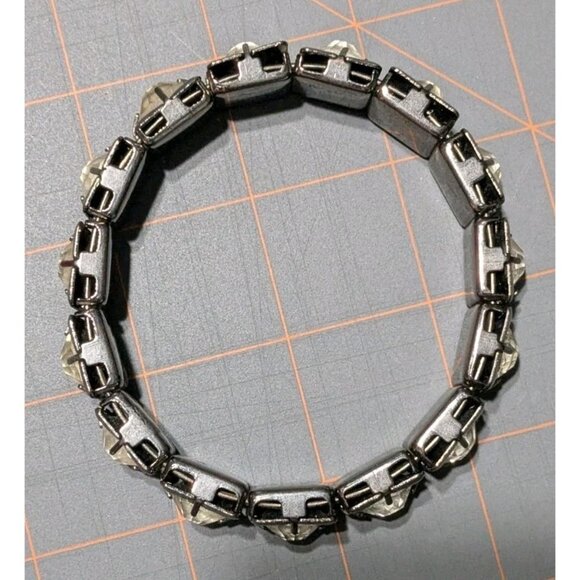 Crystal Rhinestone Dark Metal Bangle Bracelet Bling Costume - Picture 2 of 16